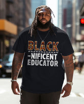 Men's Large Size Black Nifcent Educator Crew Neck Short Sleeve T-Shirt